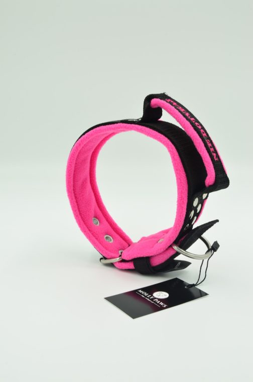 DSC_0043 Obroża z uchwytem haftem i polarem o szer. 4cm STAL NIERDZEWNA - POLECANE