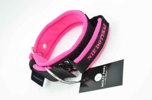 DSC_0068 Obroża z uchwytem haftem i polarem o szer. 4cm STAL NIERDZEWNA - POLECANE