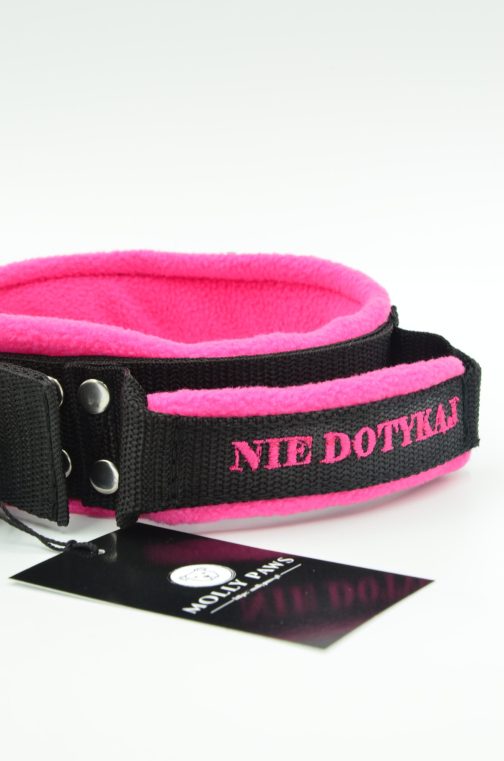 DSC_0072 Obroża z uchwytem haftem i polarem o szer. 4cm STAL NIERDZEWNA - POLECANE