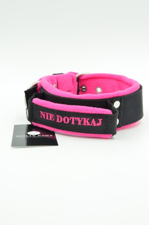 DSC_0073 Obroża z uchwytem haftem i polarem o szer. 4cm STAL NIERDZEWNA - POLECANE