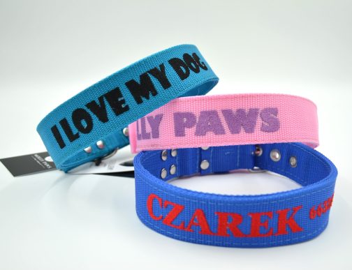 Obroża o szer. 4cm Z Haftem STAL NIERDZEWNA - POLECANE