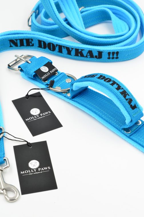 DSC_0414 Obroża z uchwytem haftem i polarem o szer. 4cm STAL NIERDZEWNA - POLECANE