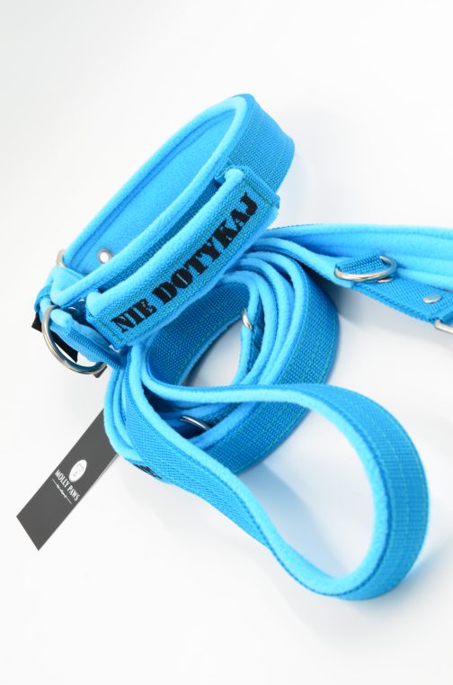 DSC_0426 Obroża z uchwytem haftem i polarem o szer. 4cm STAL NIERDZEWNA - POLECANE