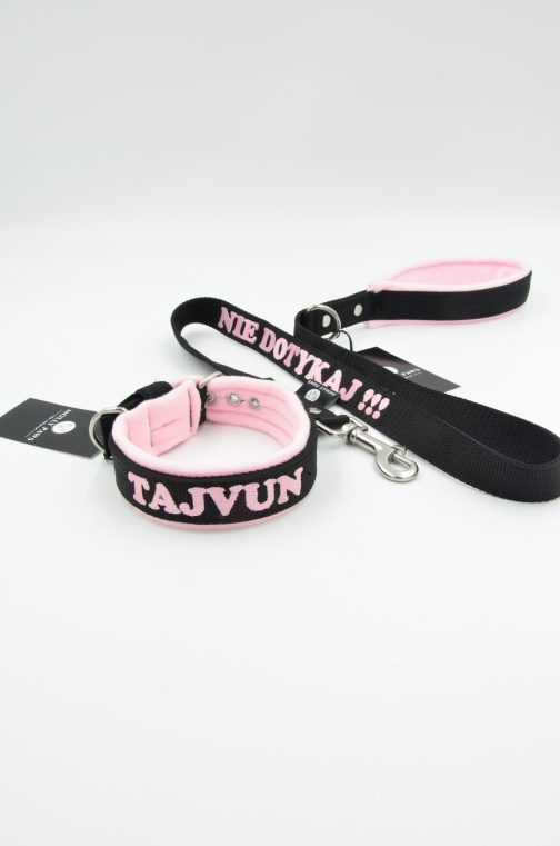 Obroża z polarem o szer. 2.5cm Z Haftem STAL NIERDZEWNA - POLECANE