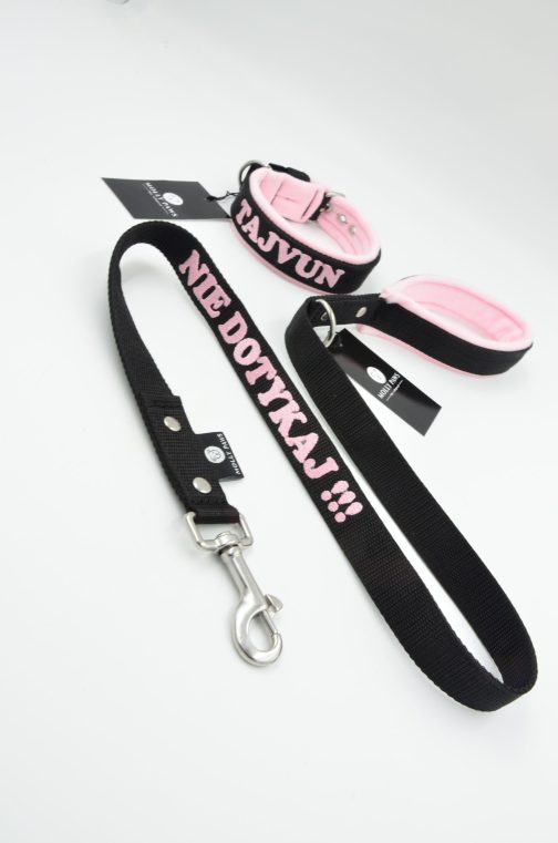 Obroża z polarem o szer. 2.5cm Z Haftem STAL NIERDZEWNA - POLECANE