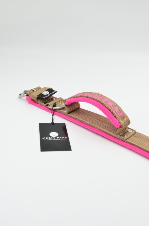 DSC_0622 Obroża z uchwytem haftem i polarem o szer. 4cm STAL NIERDZEWNA - POLECANE