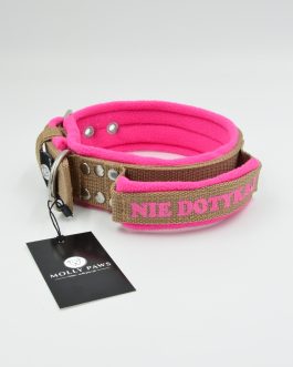 Obroża z uchwytem haftem i polarem o szer. 4cm STAL NIERDZEWNA - POLECANE