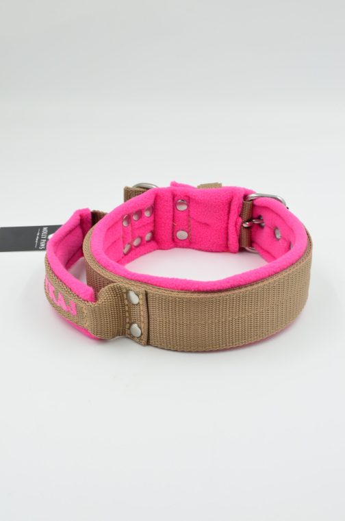 DSC_0628 Obroża z uchwytem haftem i polarem o szer. 4cm STAL NIERDZEWNA - POLECANE