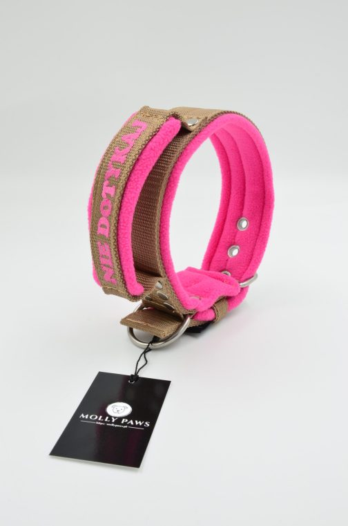 DSC_0631 Obroża z uchwytem haftem i polarem o szer. 4cm STAL NIERDZEWNA - POLECANE