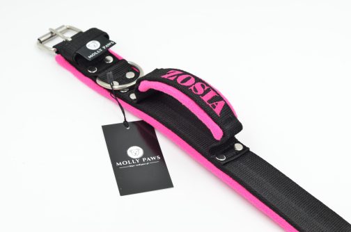 DSC_0949 Obroża z uchwytem haftem i polarem o szer. 4cm STAL NIERDZEWNA - POLECANE