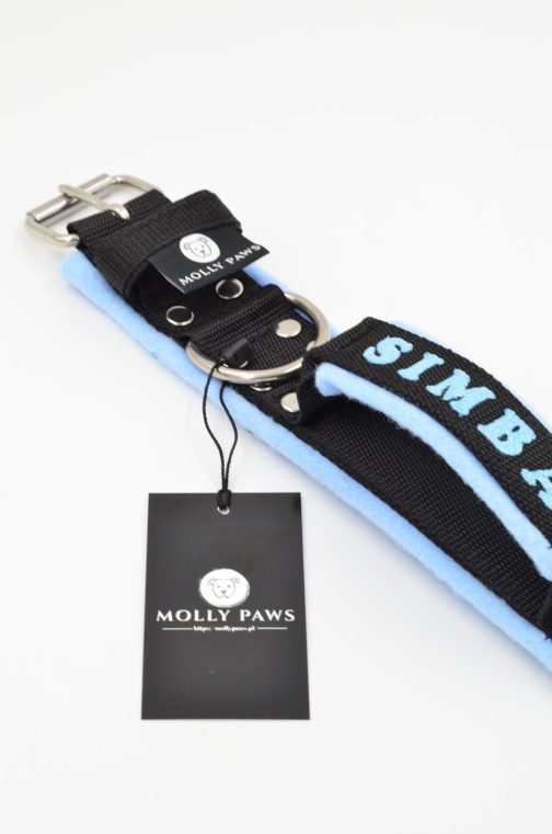 DSC_0978 Obroża z uchwytem haftem i polarem o szer. 4cm STAL NIERDZEWNA - POLECANE