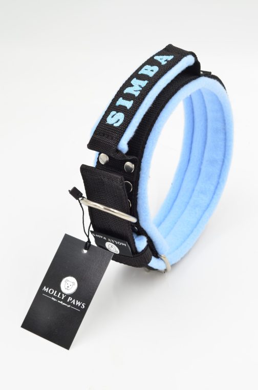 DSC_0988 Obroża z uchwytem haftem i polarem o szer. 4cm STAL NIERDZEWNA - POLECANE