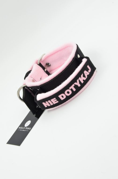 DSC_1166 Obroża z uchwytem haftem i polarem o szer. 4cm STAL NIERDZEWNA - POLECANE