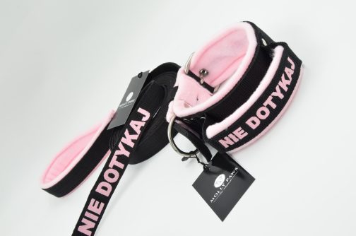 DSC_1192 Obroża z uchwytem haftem i polarem o szer. 4cm STAL NIERDZEWNA - POLECANE