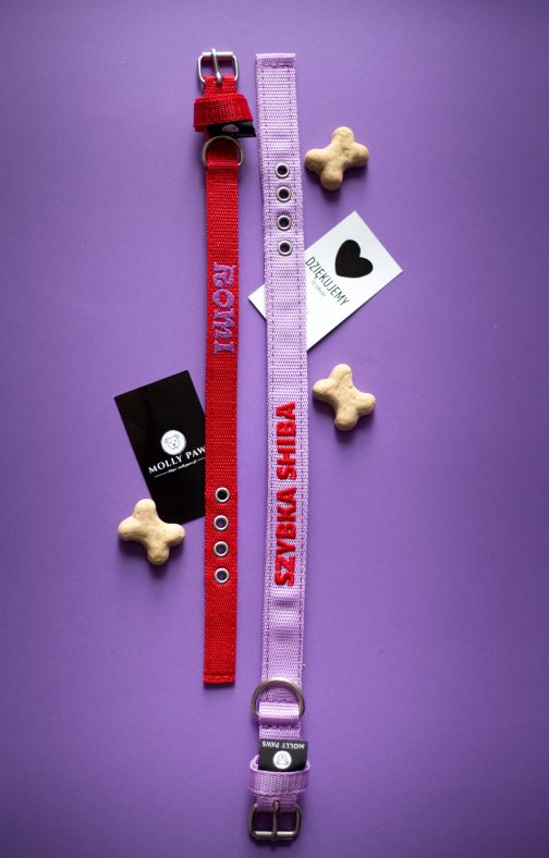 Obroża o szer. 3cm z Haftem STAL NIERDZEWNA - POLECANE