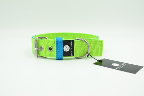 DSC_0195 Obroża DWUKOLOROWA o szer. 4cm Z Haftem STAL NIERDZEWNA - POLECANE