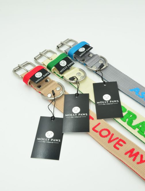 DSC_0240 Obroża DWUKOLOROWA o szer. 4cm Z Haftem STAL NIERDZEWNA - POLECANE