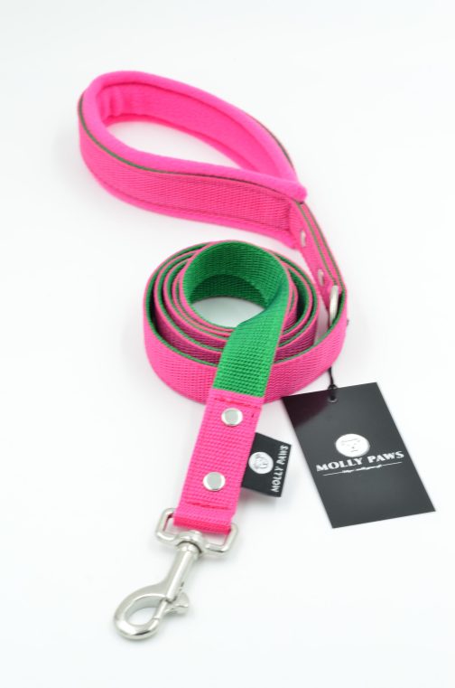 DSC_0642 Smycz dwukolorowa z rączką szer.2.5cm STAL NIERDZEWNA - POLECANE