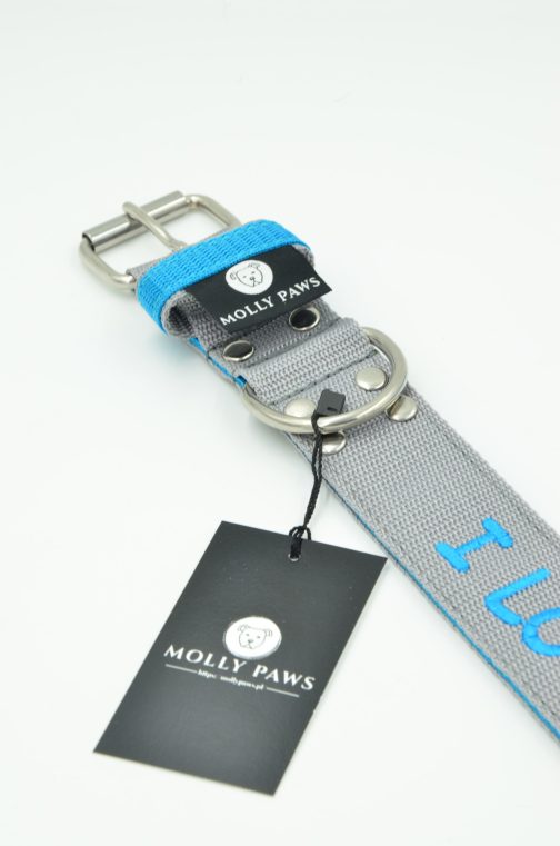 DSC_0680 Obroża DWUKOLOROWA o szer. 4cm Z Haftem STAL NIERDZEWNA - POLECANE