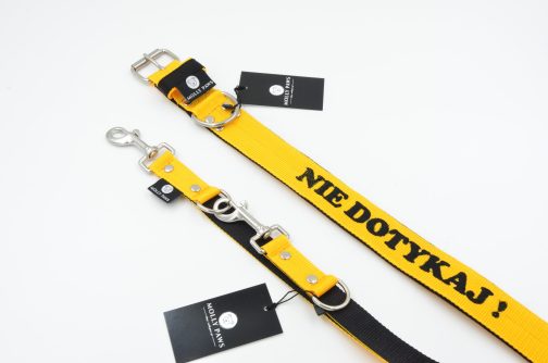 DSC_1029 Obroża DWUKOLOROWA o szer. 4cm Z Haftem STAL NIERDZEWNA - POLECANE