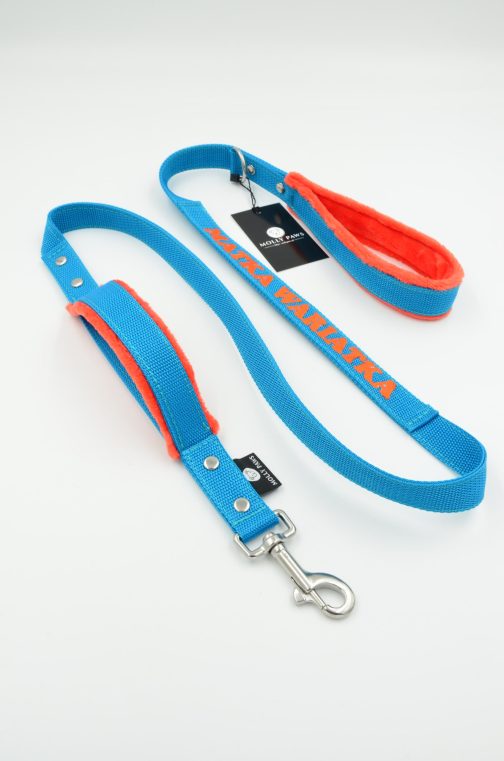 DSC_0001 Smycz z dodatkowym uchwytem i własny haft dł.165cm STAL NIERDZEWNA- POLECANE