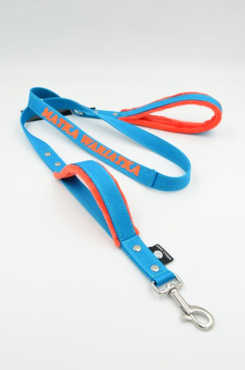 DSC_0020 Smycz z dodatkowym uchwytem i własny haft dł.165cm STAL NIERDZEWNA- POLECANE