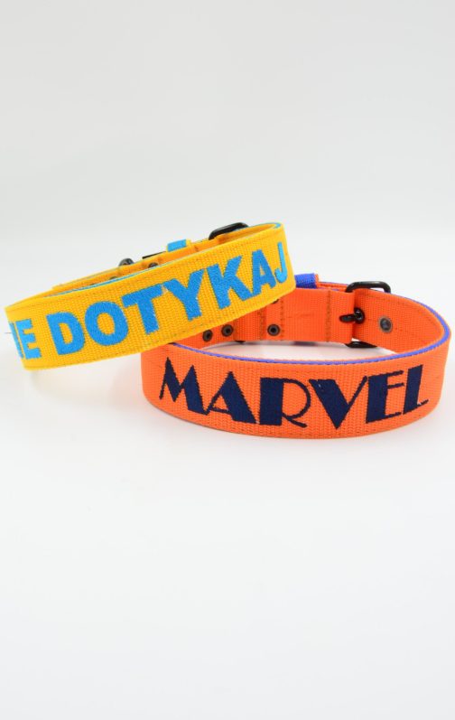 DSC_0617 Obroża DWUKOLOROWA Lekka o szer. 4cm Z Haftem