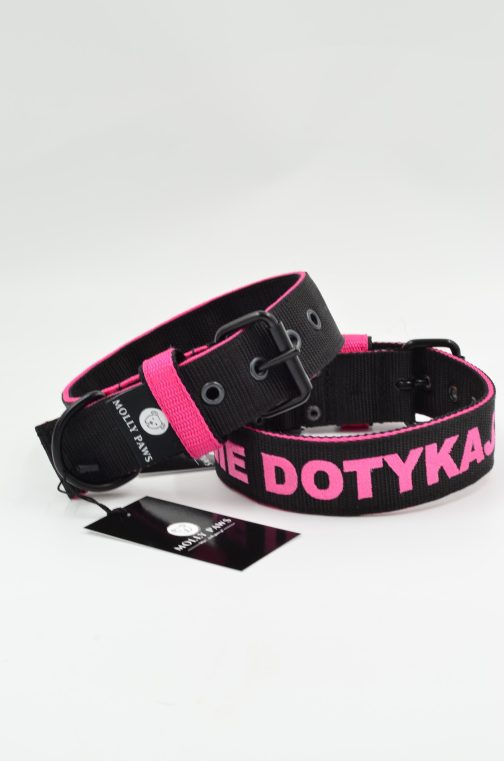 DSC_0743 Obroża DWUKOLOROWA Lekka o szer. 4cm Z Haftem