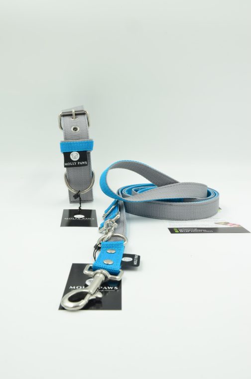 DSC_0272 Zestaw Dwukolorowy Obroża Z Haftem i Smycz Przepinana