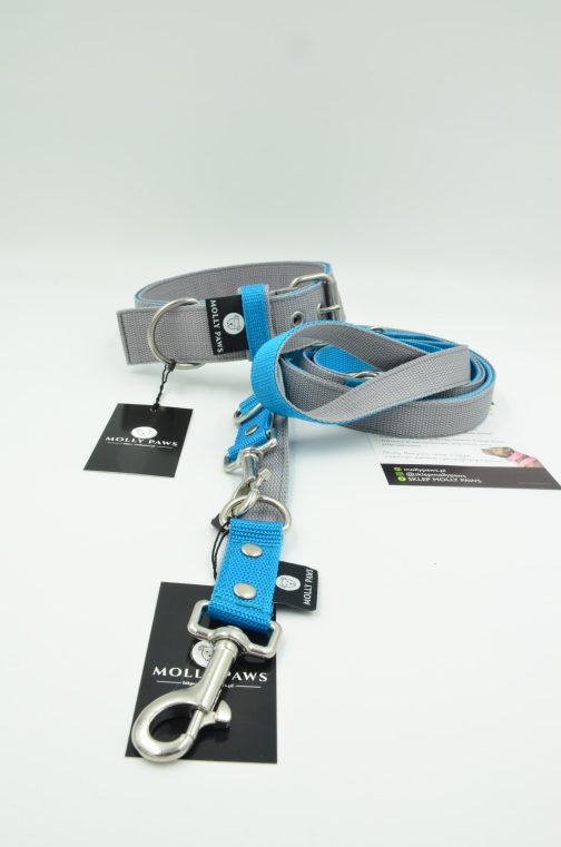 DSC_0276 Zestaw Dwukolorowy Obroża Z Haftem i Smycz Przepinana