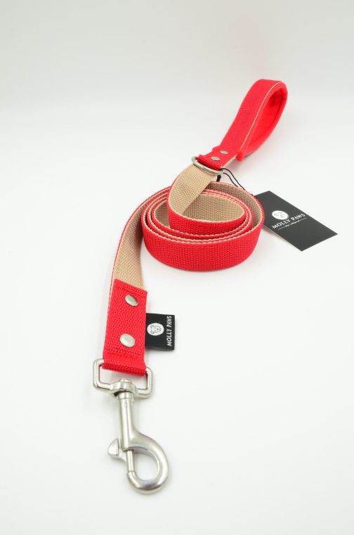 DSC_0330 Smycz dwukolorowa z rączką szer.2.5cm STAL NIERDZEWNA - POLECANE