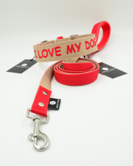 DSC_0341 Zestaw Dwukolorowy Obroża Z Haftem i Smycz