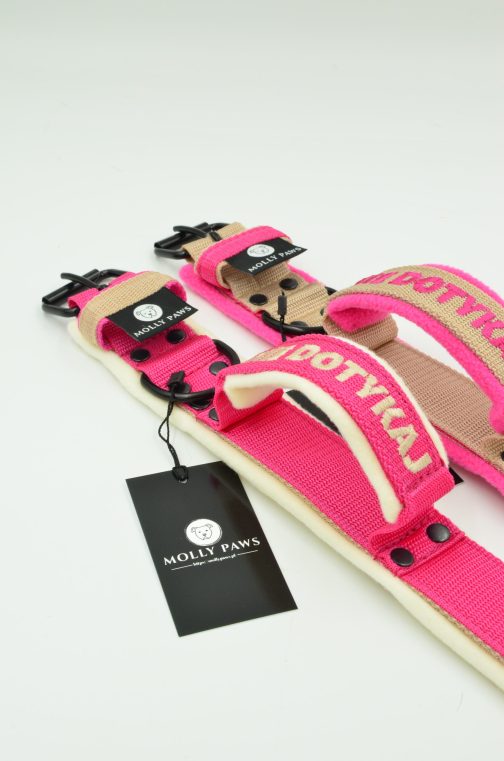 Lekka Obroża z uchwytem haftem i polarem o szerokości 4cm