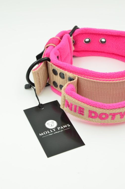 Lekka Obroża z uchwytem haftem i polarem o szerokości 4cm