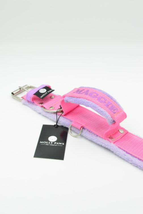 Obroża z uchwytem haftem i polarem o szer.5cm STAL NIERDZEWNA- POLECANE