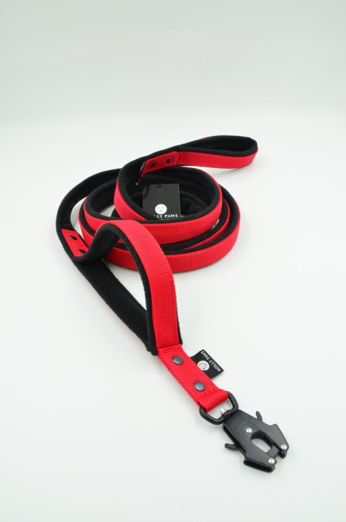 Smycz polarowa z dodatkowym uchwytem i haftem