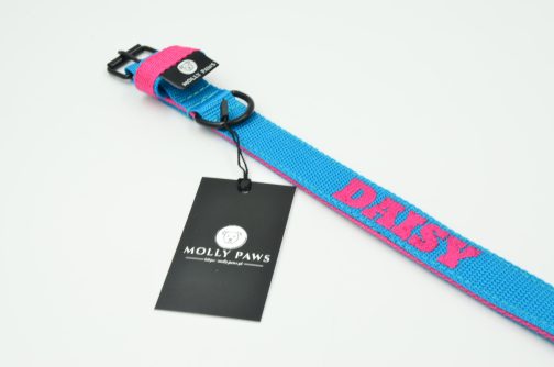 Lekka Kolorowa Obroża o szer, 2.5cm z haftem