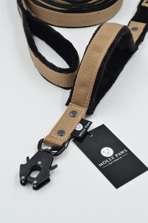 Smycz polarowa z dodatkowym uchwytem i zapięciem do pasa