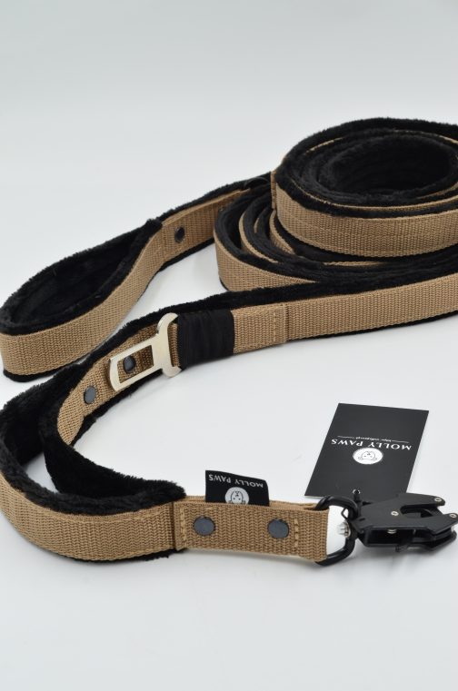 Smycz polarowa z dodatkowym uchwytem i zapięciem do pasa