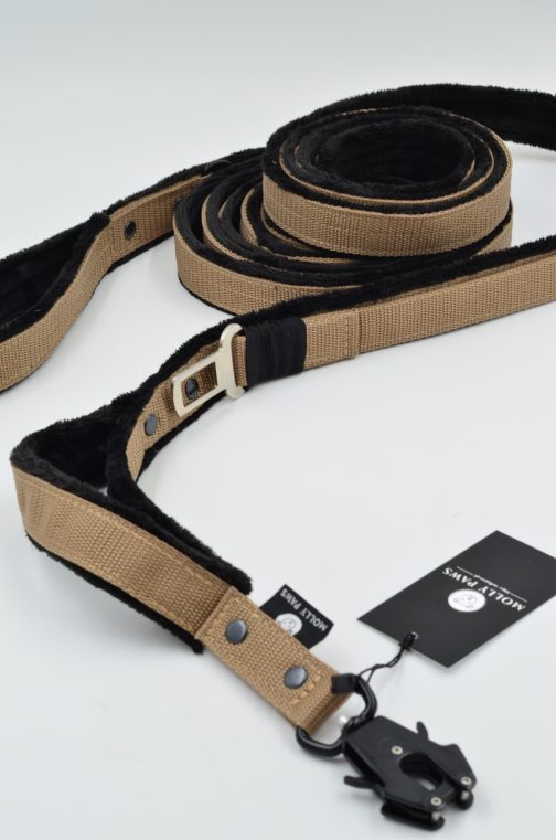 Smycz polarowa z dodatkowym uchwytem i zapięciem do pasa